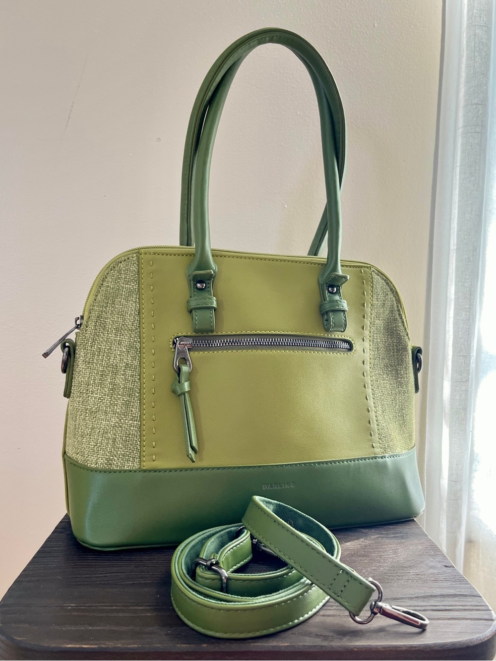 olive green structured handbag/shoulder bag